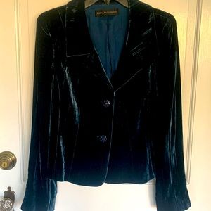 Dana Buchman teal crushed velvet blazer